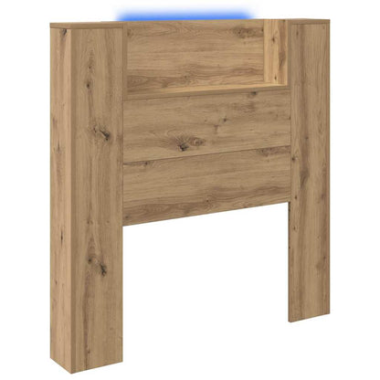 Storage Headboard with LED Artisan Oak Engineered Wood