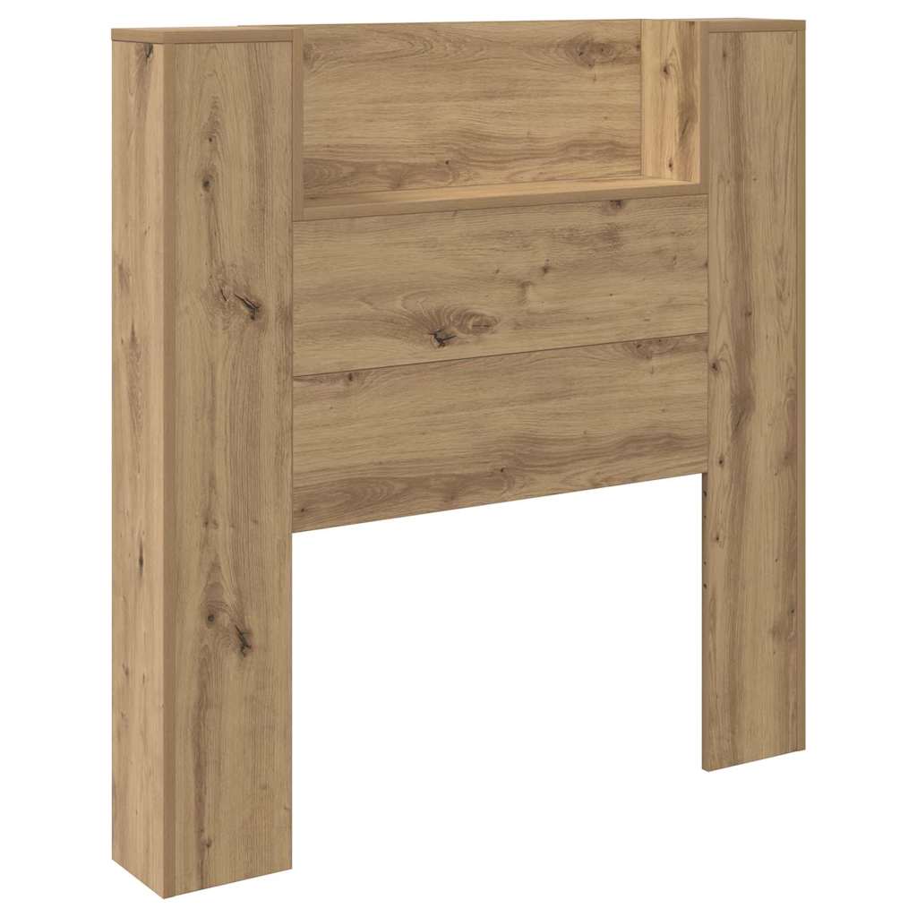 Storage Headboard with LED Artisan Oak Engineered Wood