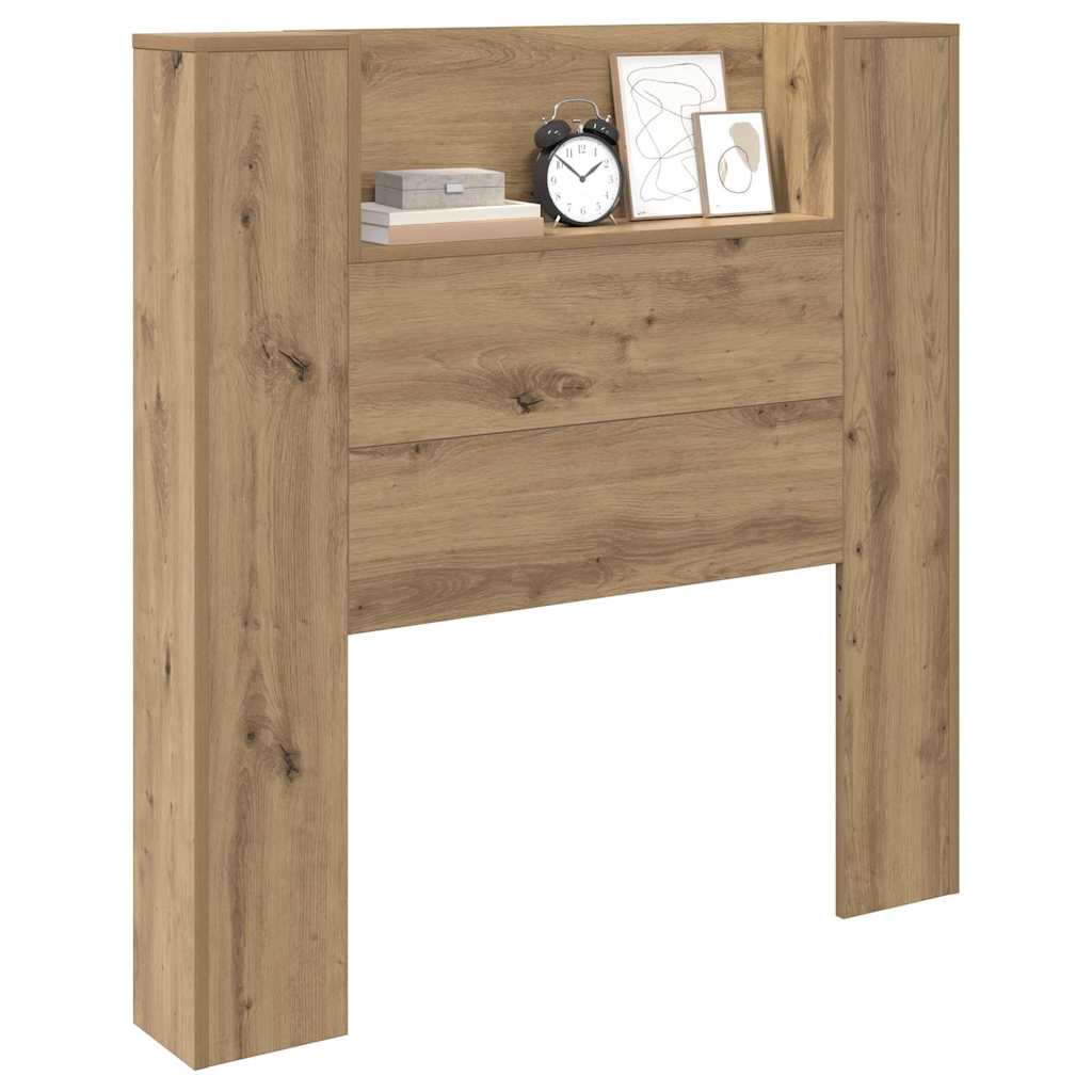 Storage Headboard with LED Artisan Oak Engineered Wood