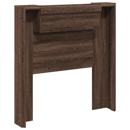 Storage Headboard with LED Brown Oak Engineered Wood