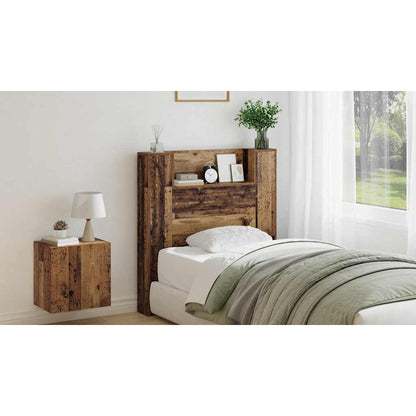 Storage Headboard with LED Old Wood Engineered Wood