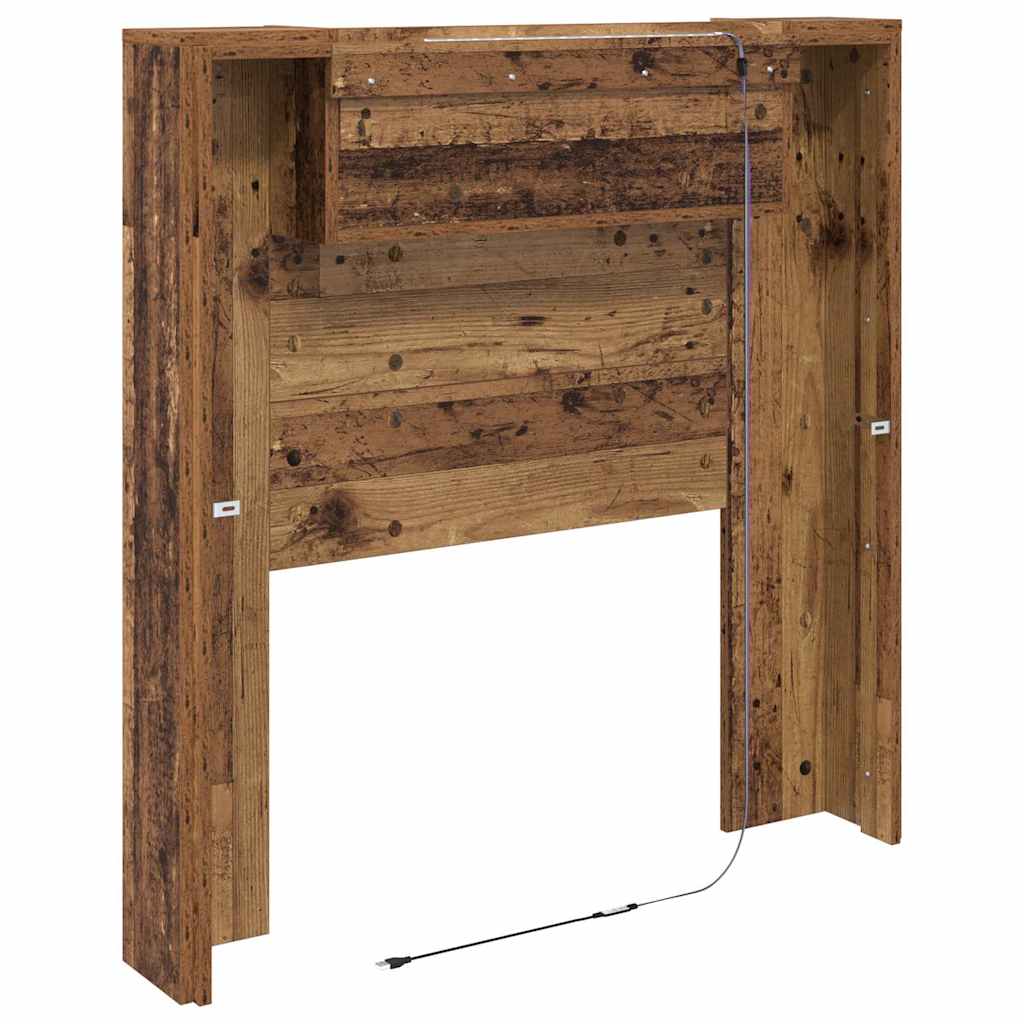 Storage Headboard with LED Old Wood Engineered Wood