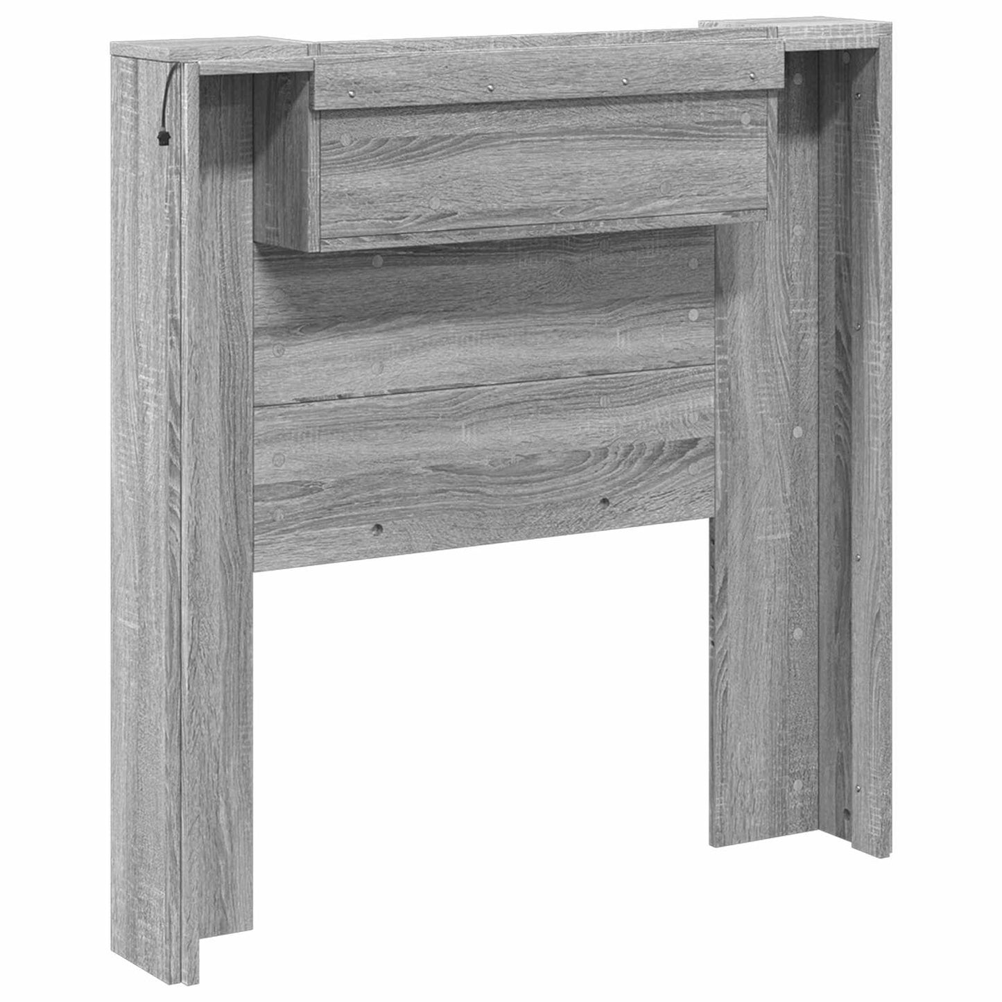 Storage Headboard with LED Grey Sonoma Engineered Wood