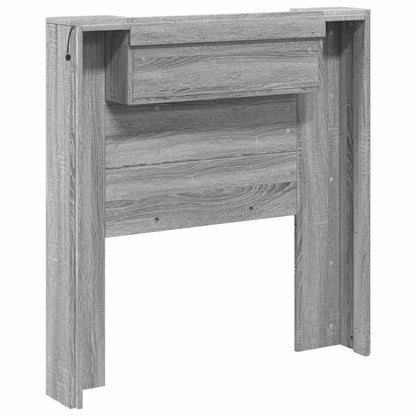 Storage Headboard with LED Grey Sonoma Engineered Wood