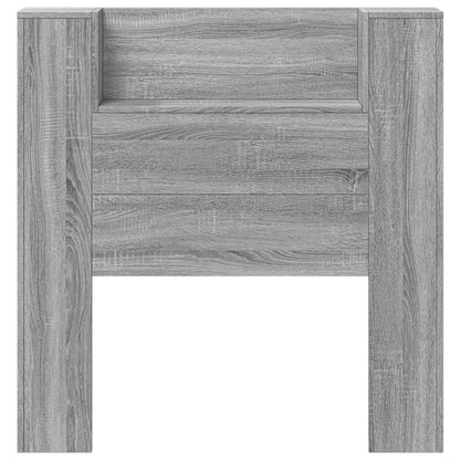 Storage Headboard with LED Grey Sonoma Engineered Wood