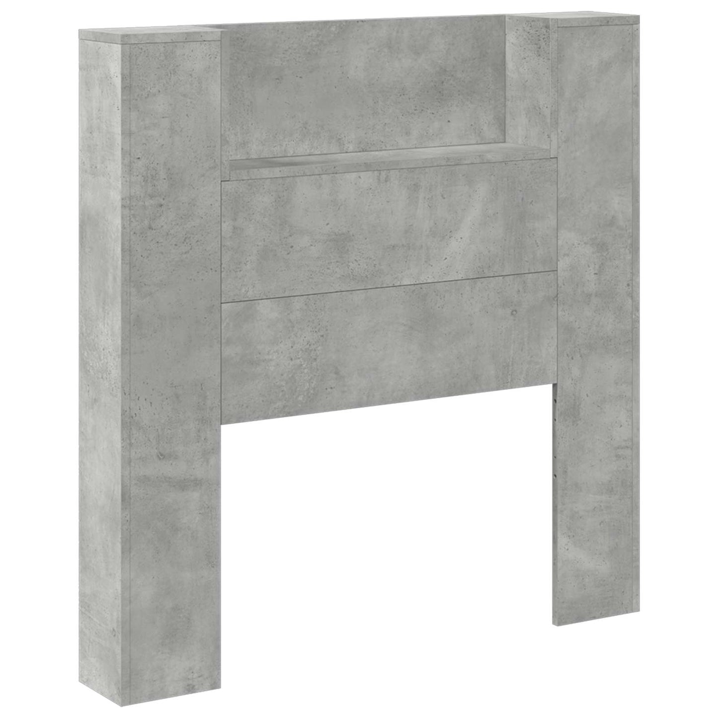 Storage Headboard with LED Concrete Grey Engineered Wood