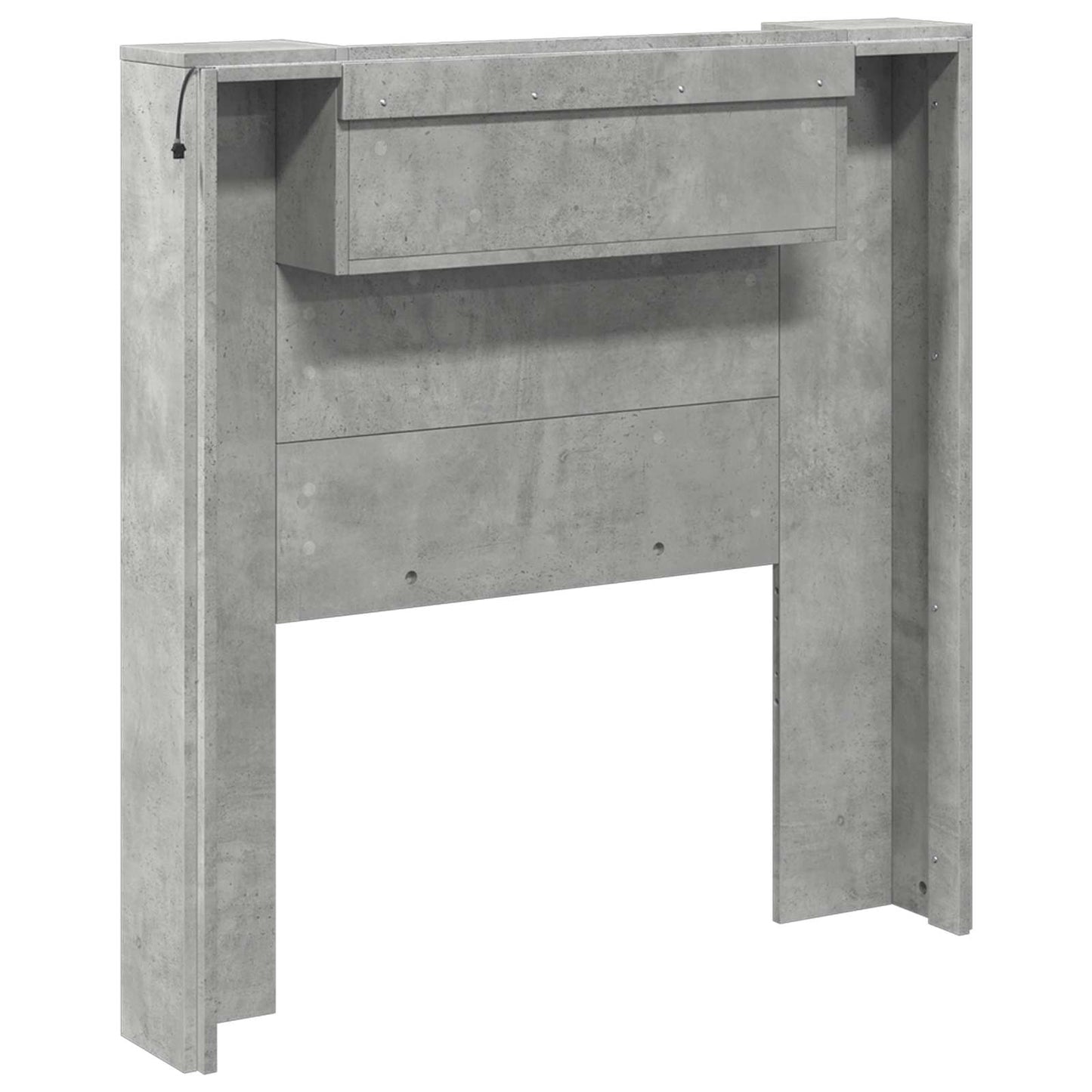 Storage Headboard with LED Concrete Grey Engineered Wood