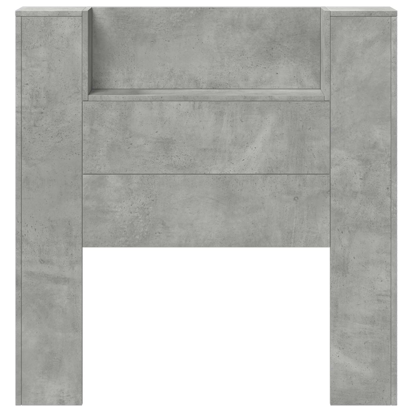 Storage Headboard with LED Concrete Grey Engineered Wood