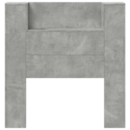 Storage Headboard with LED Concrete Grey Engineered Wood