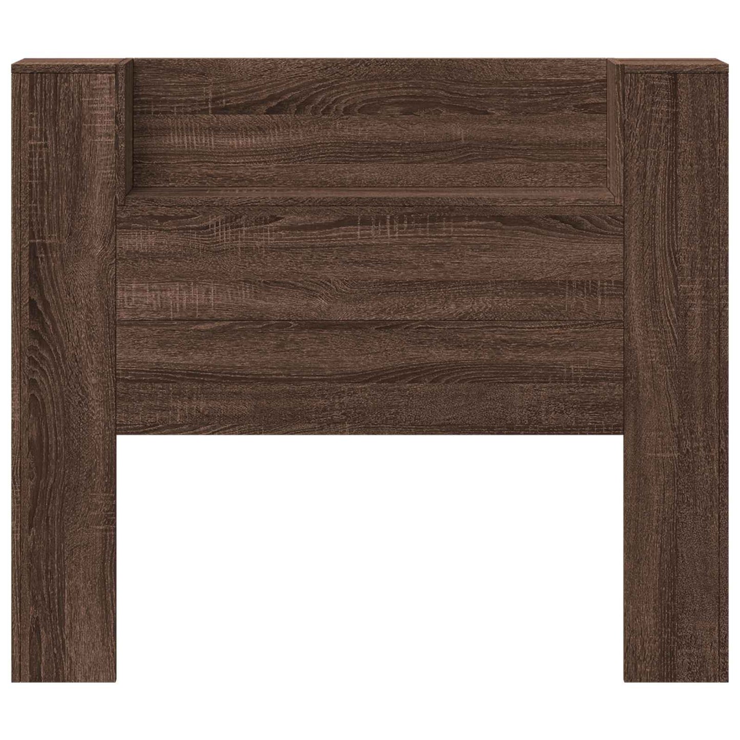 Storage Headboard with LED Brown Oak Engineered Wood