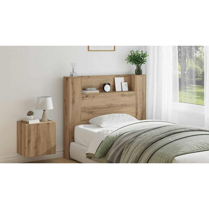 Storage Headboard with LED Artisan Oak Engineered Wood