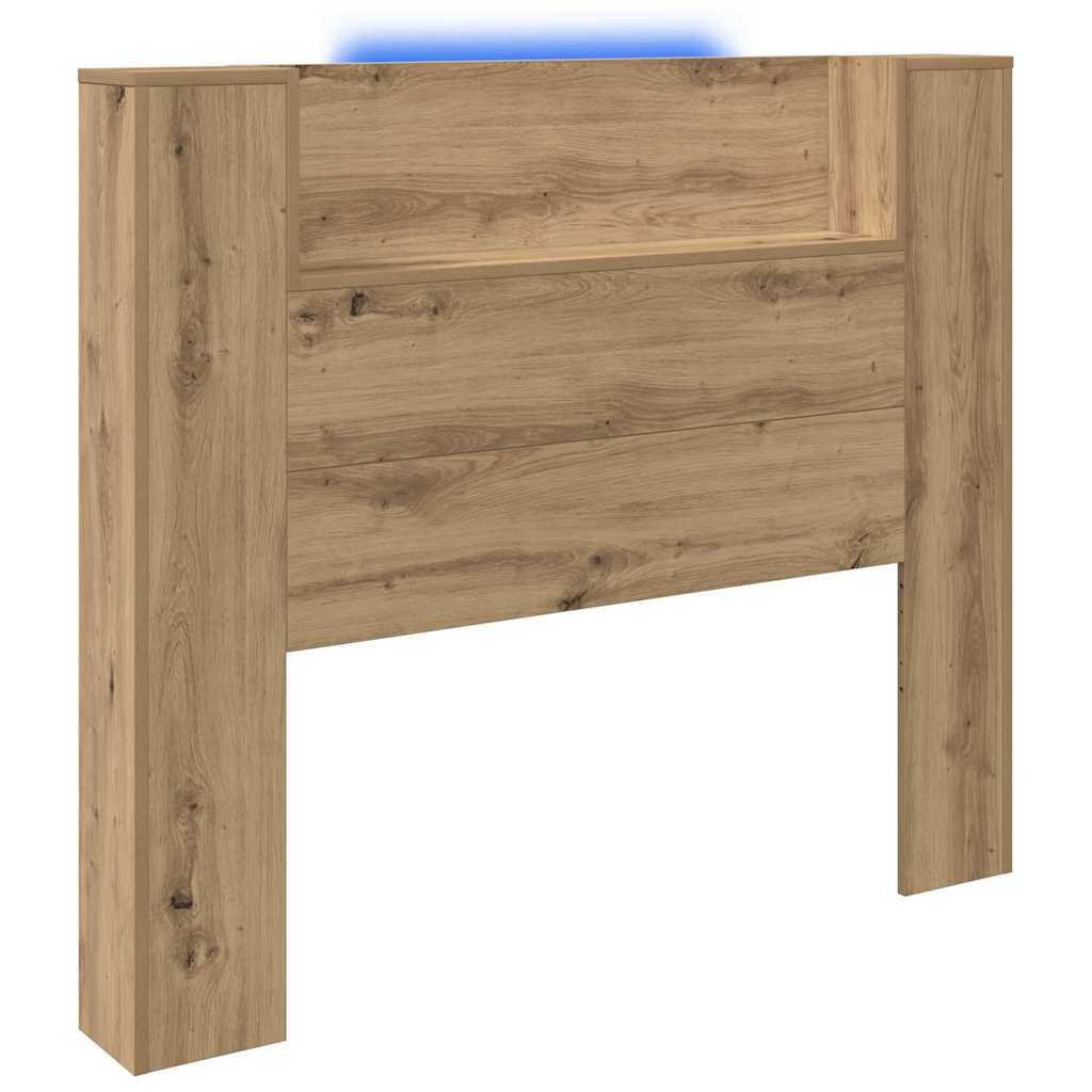 Storage Headboard with LED Artisan Oak Engineered Wood