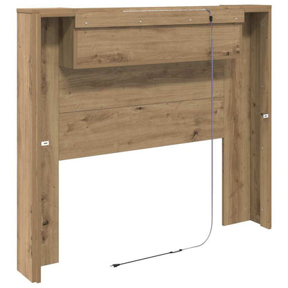 Storage Headboard with LED Artisan Oak Engineered Wood