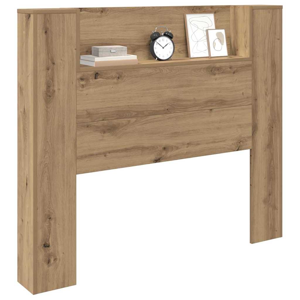 Storage Headboard with LED Artisan Oak Engineered Wood