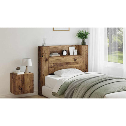 Storage Headboard with LED Old Wood Engineered Wood