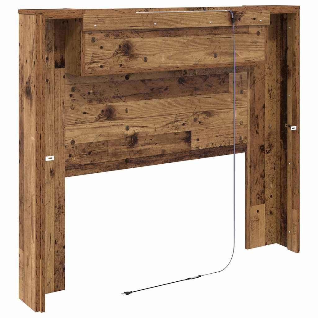 Storage Headboard with LED Old Wood Engineered Wood