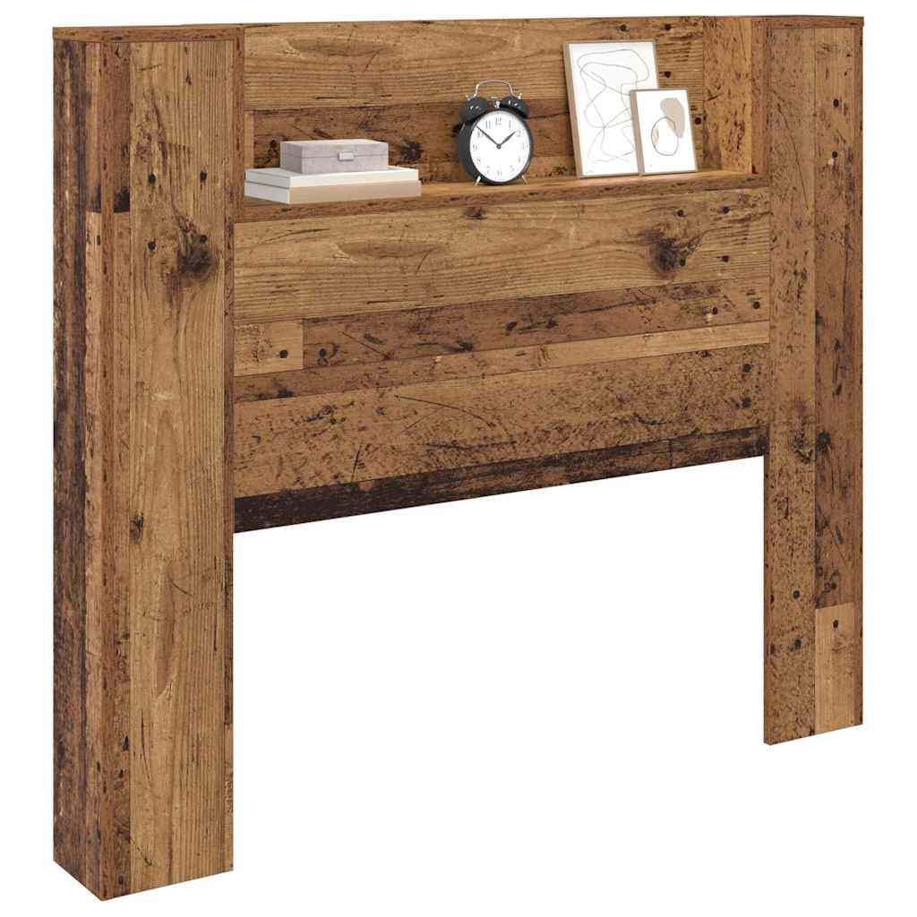 Storage Headboard with LED Old Wood Engineered Wood