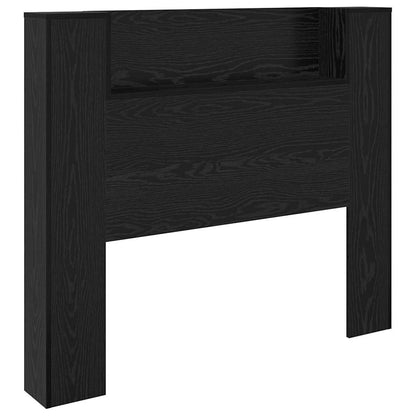 Storage Headboard with LED Black Oak Engineered Wood
