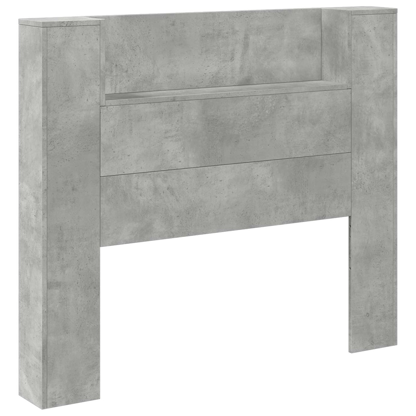 Storage Headboard with LED Concrete Grey Engineered Wood