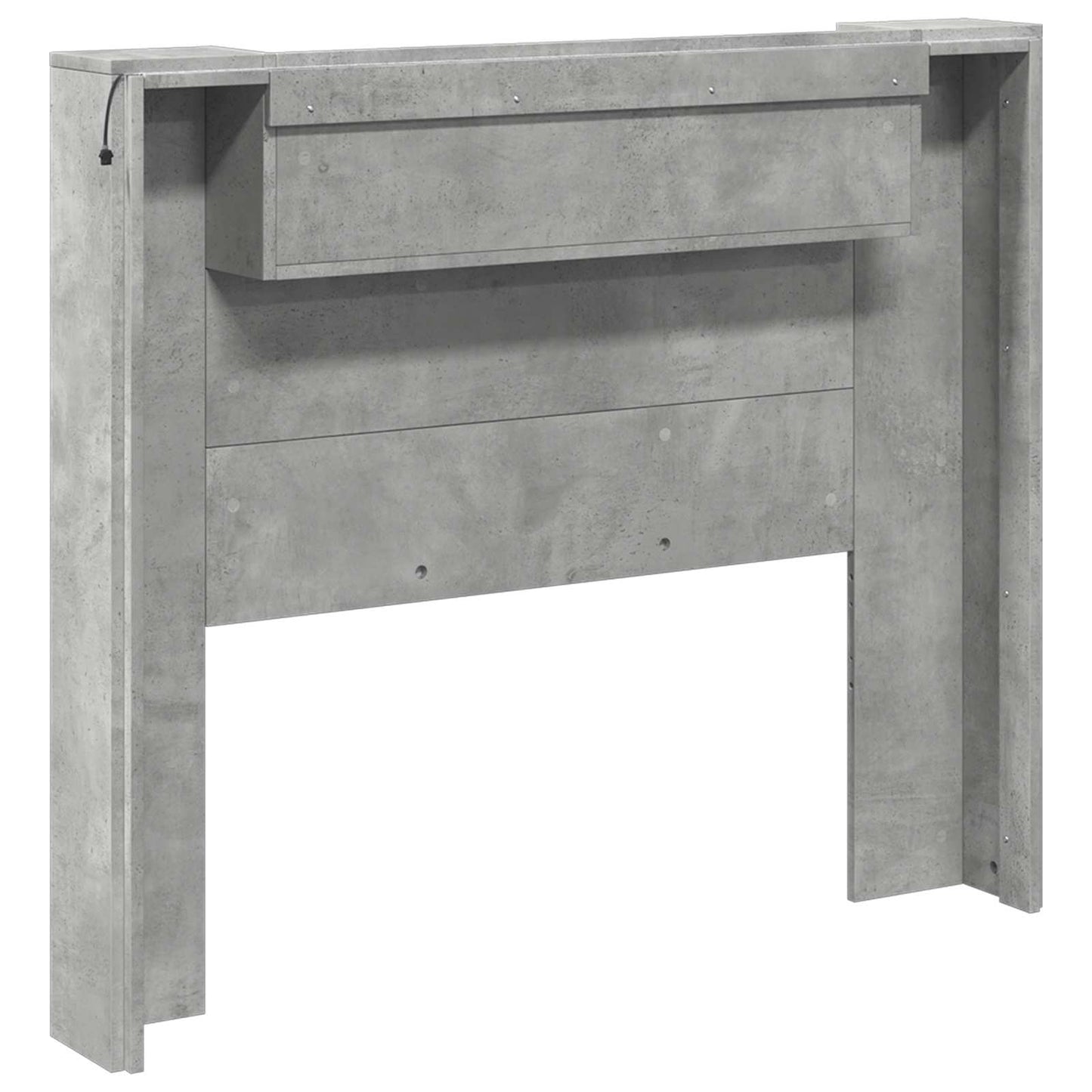 Storage Headboard with LED Concrete Grey Engineered Wood