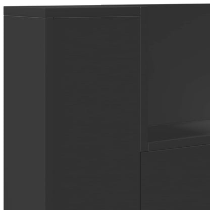 Headboard Black Engineered Wood
