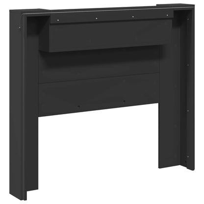 Storage Headboard with LED Black Engineered Wood