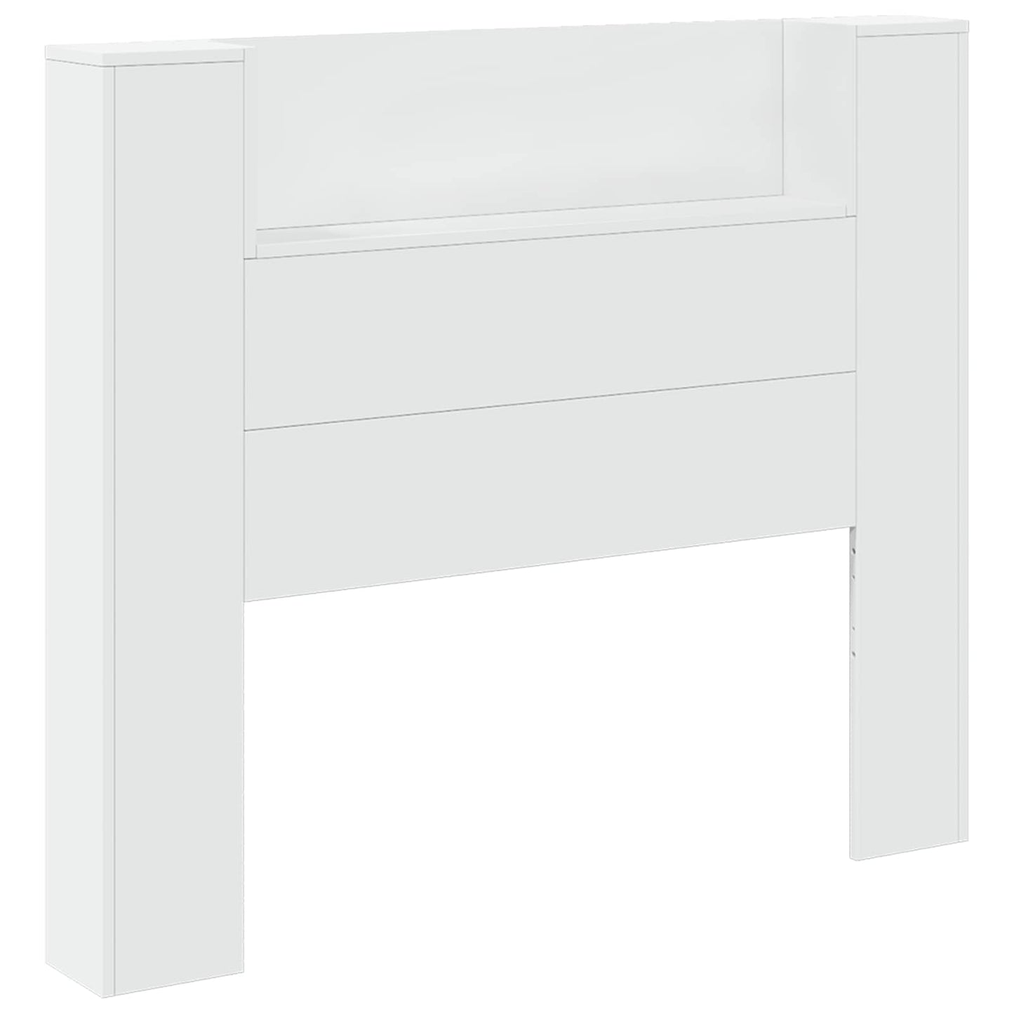 Storage Headboard with LED White Engineered Wood