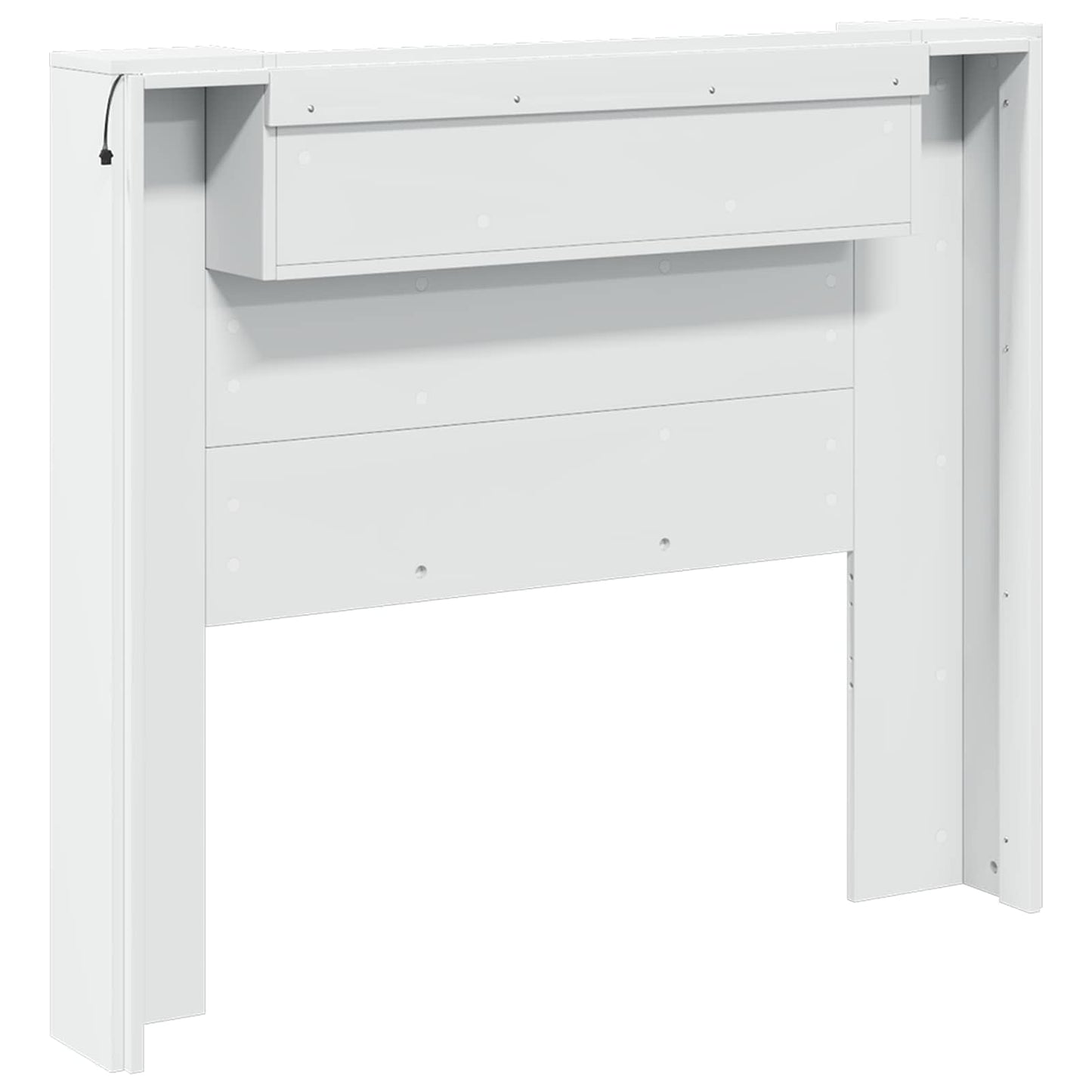 Storage Headboard with LED White Engineered Wood
