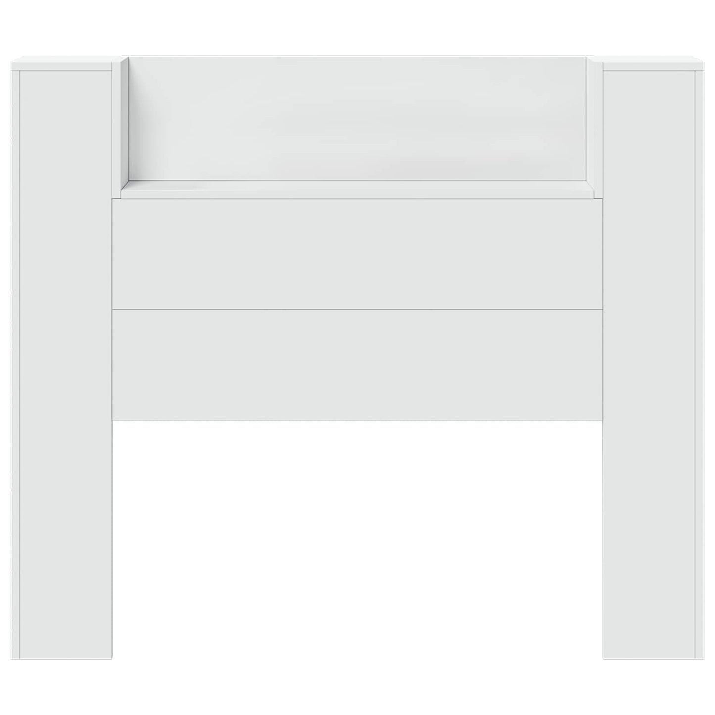 Storage Headboard with LED White Engineered Wood