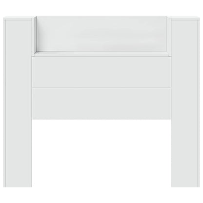 Storage Headboard with LED White Engineered Wood
