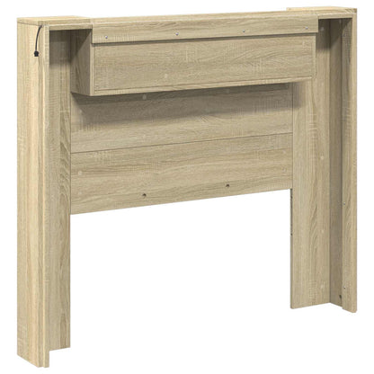 Storage Headboard with LED Sonoma Oak Engineered Wood