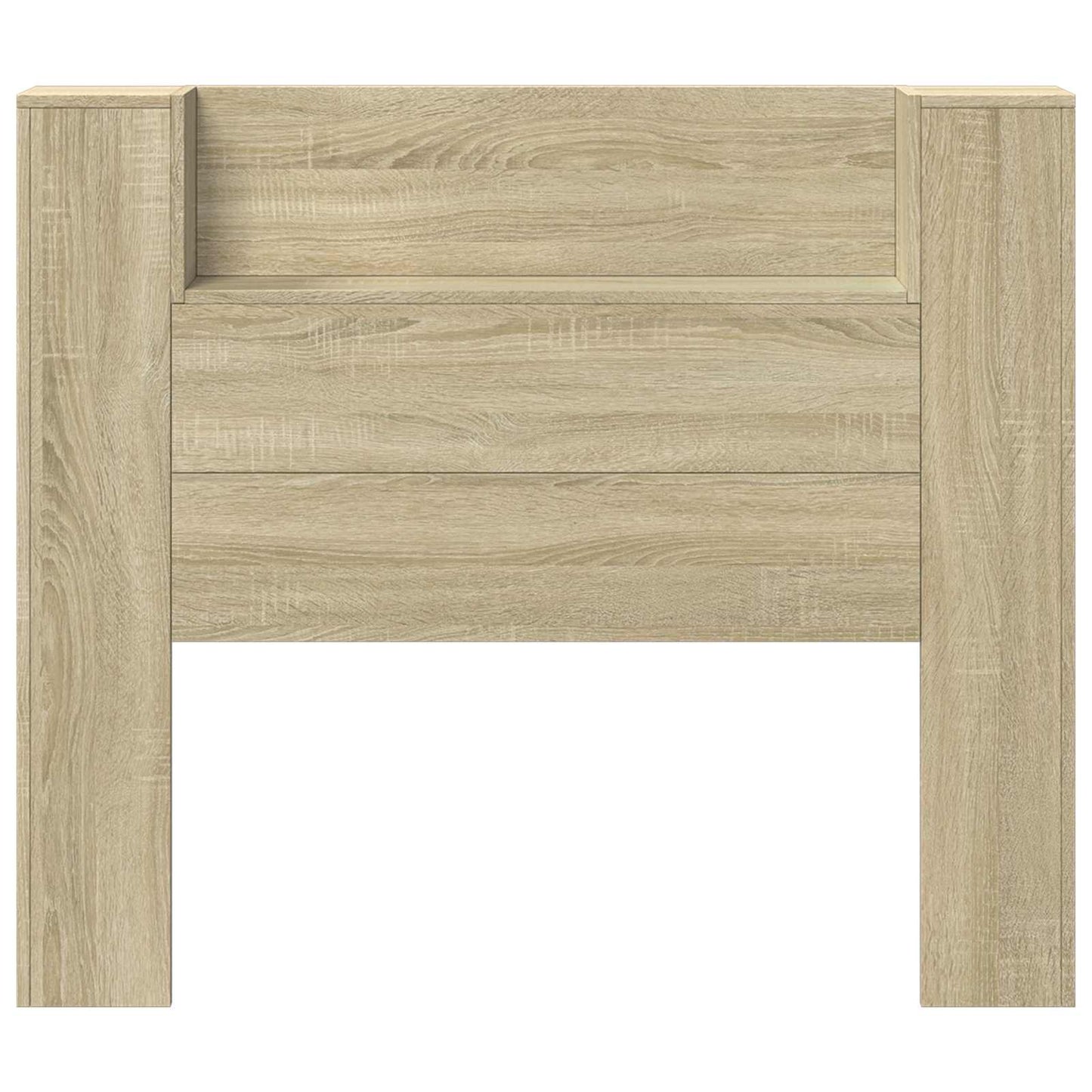 Storage Headboard with LED Sonoma Oak Engineered Wood