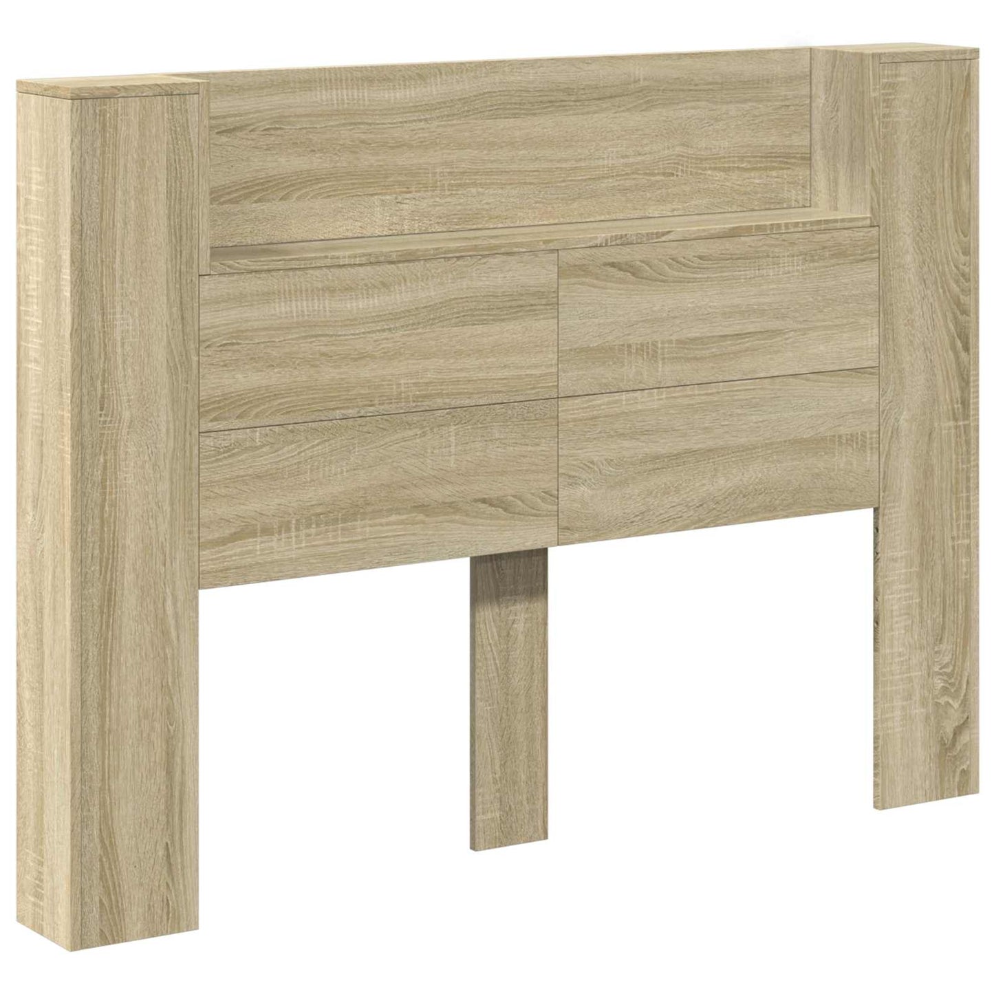Storage Headboard with LED Sonoma Oak Engineered Wood