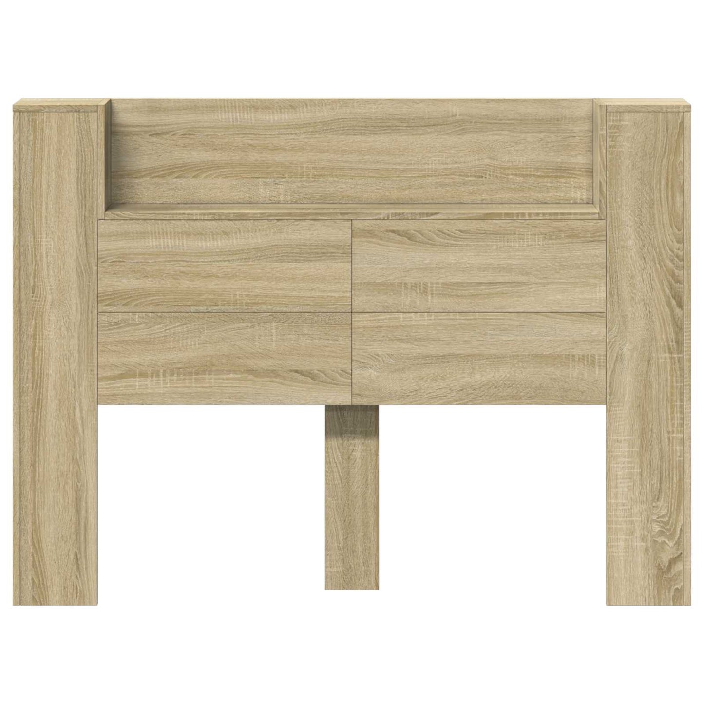 Storage Headboard with LED Sonoma Oak Engineered Wood