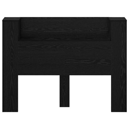 Storage Headboard with LED Black Oak Engineered Wood