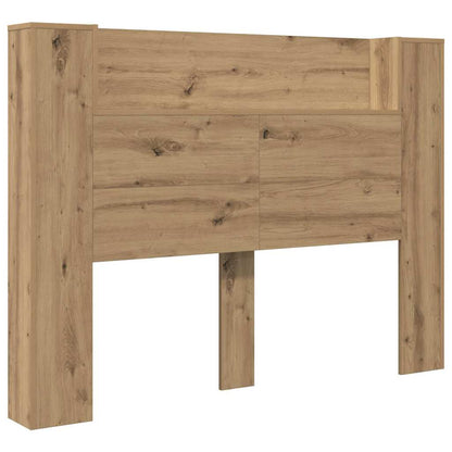 Storage Headboard with LED Artisan Oak Engineered Wood