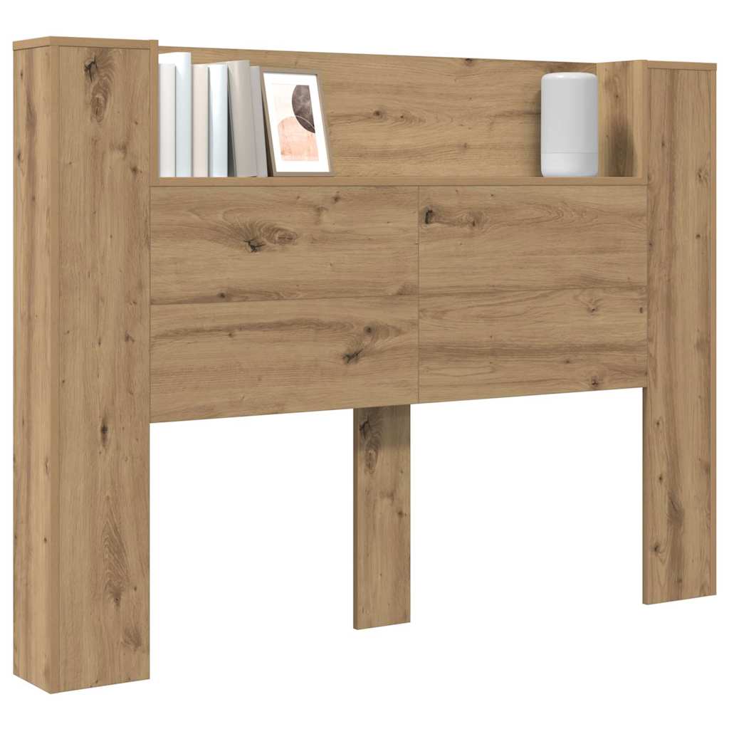 Storage Headboard with LED Artisan Oak Engineered Wood