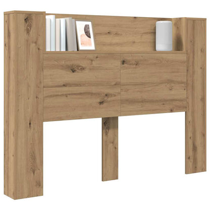Storage Headboard with LED Artisan Oak Engineered Wood