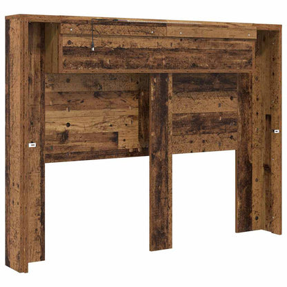 Storage Headboard with LED Old Wood Engineered Wood
