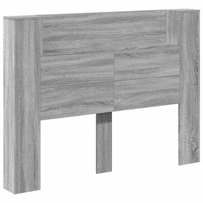 Storage Headboard with LED Grey Sonoma Engineered Wood