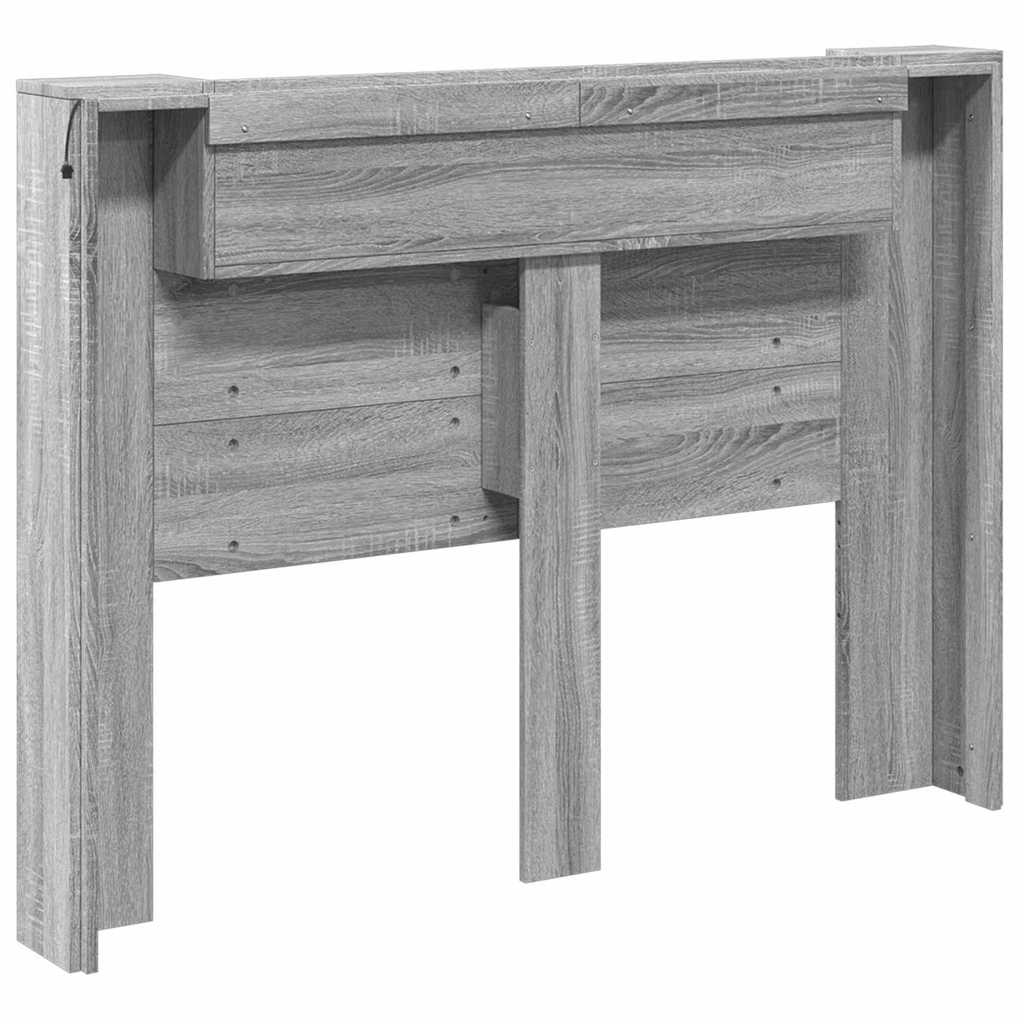 Storage Headboard with LED Grey Sonoma Engineered Wood