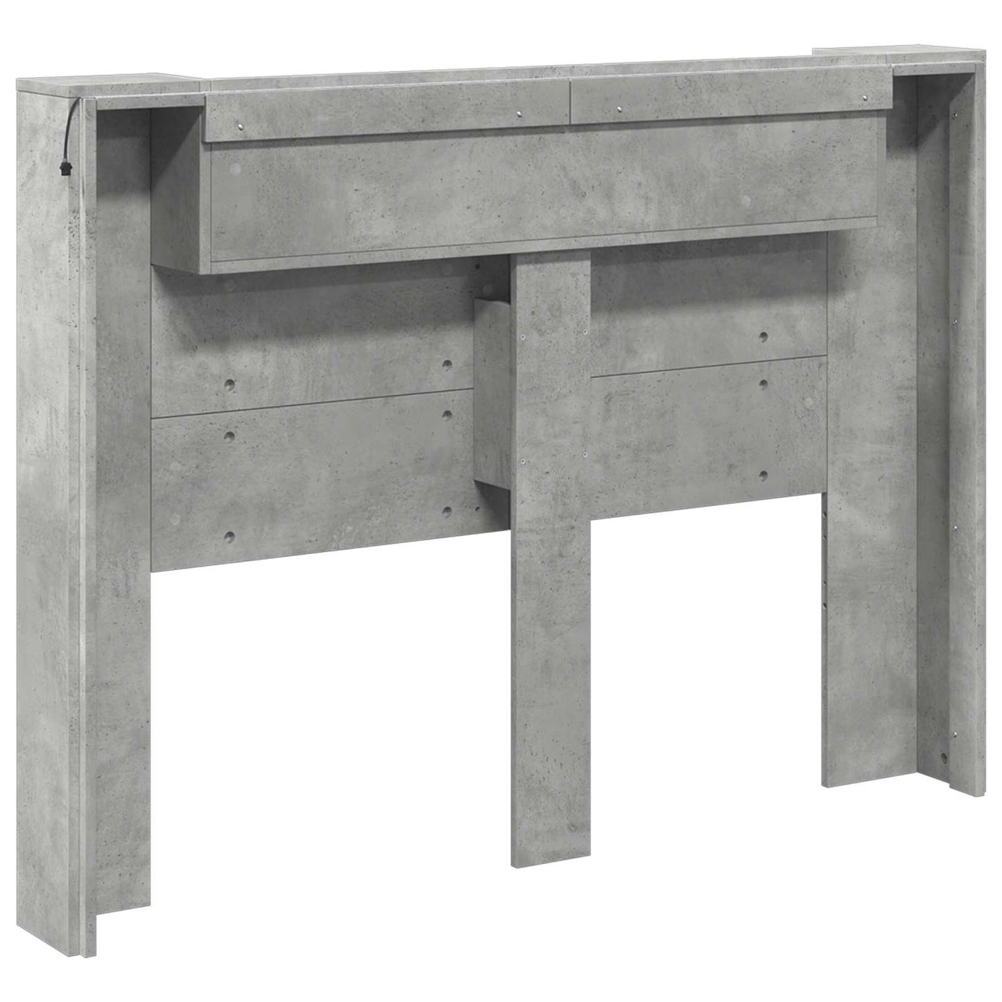 Storage Headboard with LED Concrete Grey Engineered Wood