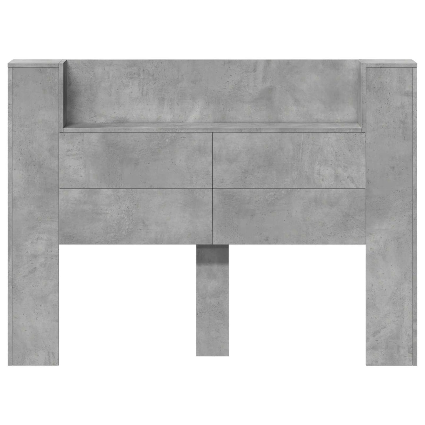 Storage Headboard with LED Concrete Grey Engineered Wood