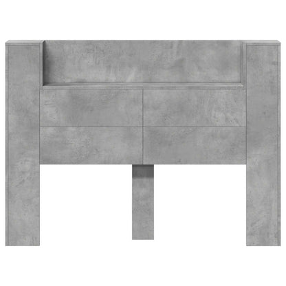 Storage Headboard with LED Concrete Grey Engineered Wood