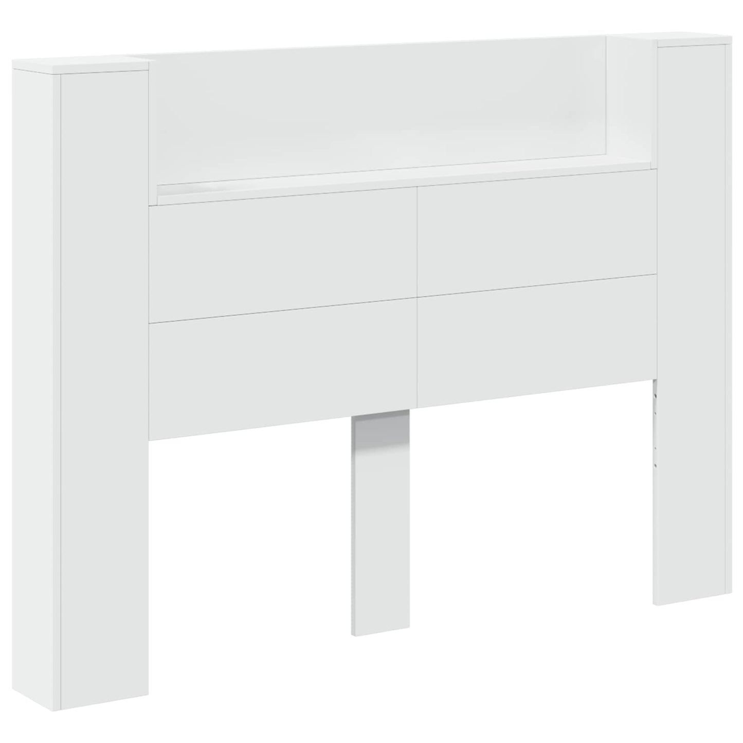 Storage Headboard with LED White Engineered Wood