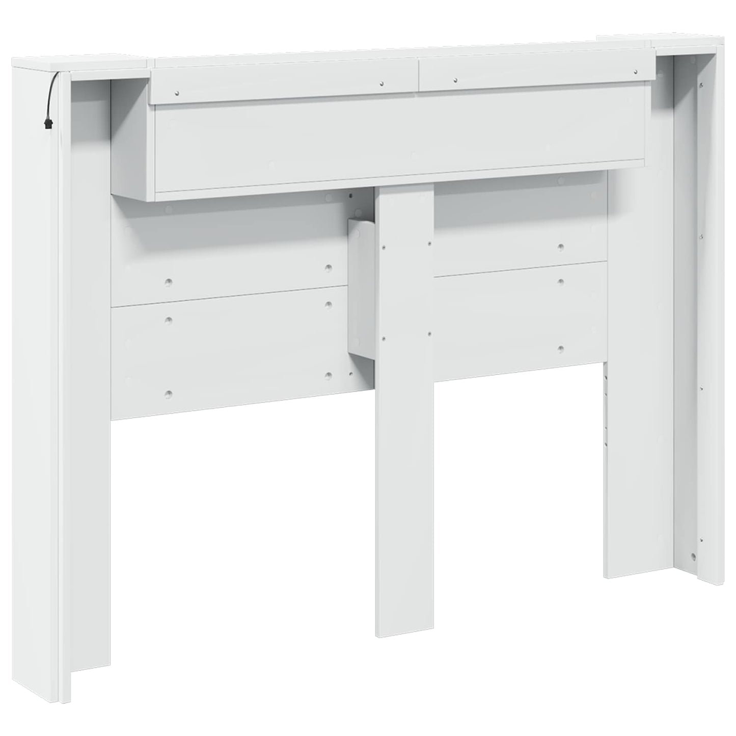 Storage Headboard with LED White Engineered Wood