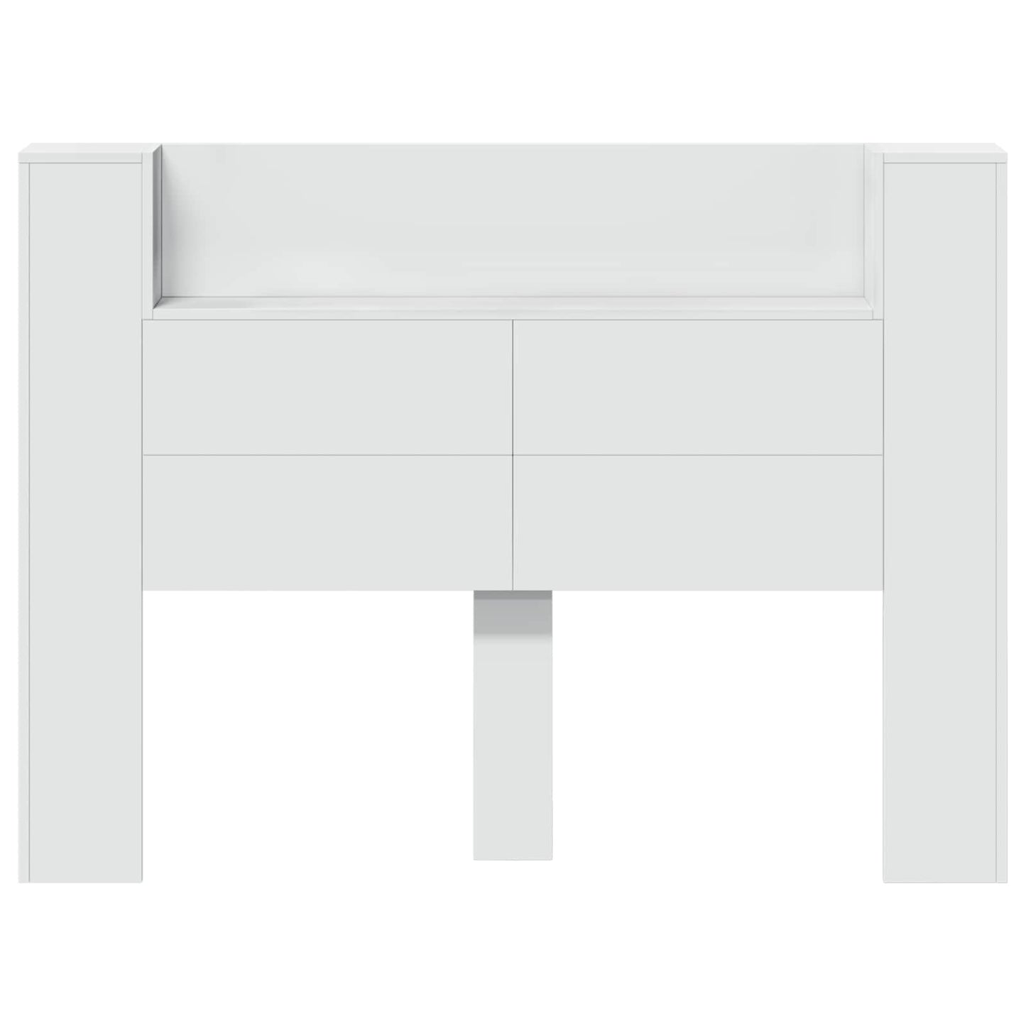 Storage Headboard with LED White Engineered Wood