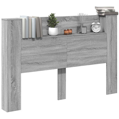 Storage Headboard with LED Grey Sonoma Engineered Wood