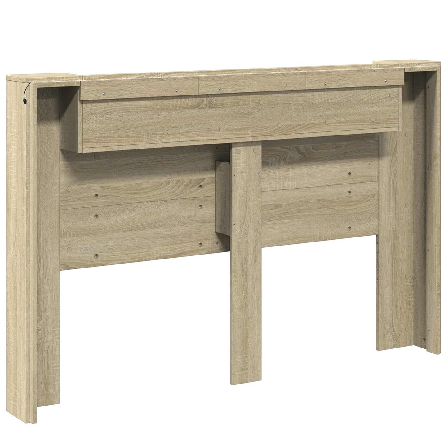 Storage Headboard with LED Sonoma Oak Engineered Wood