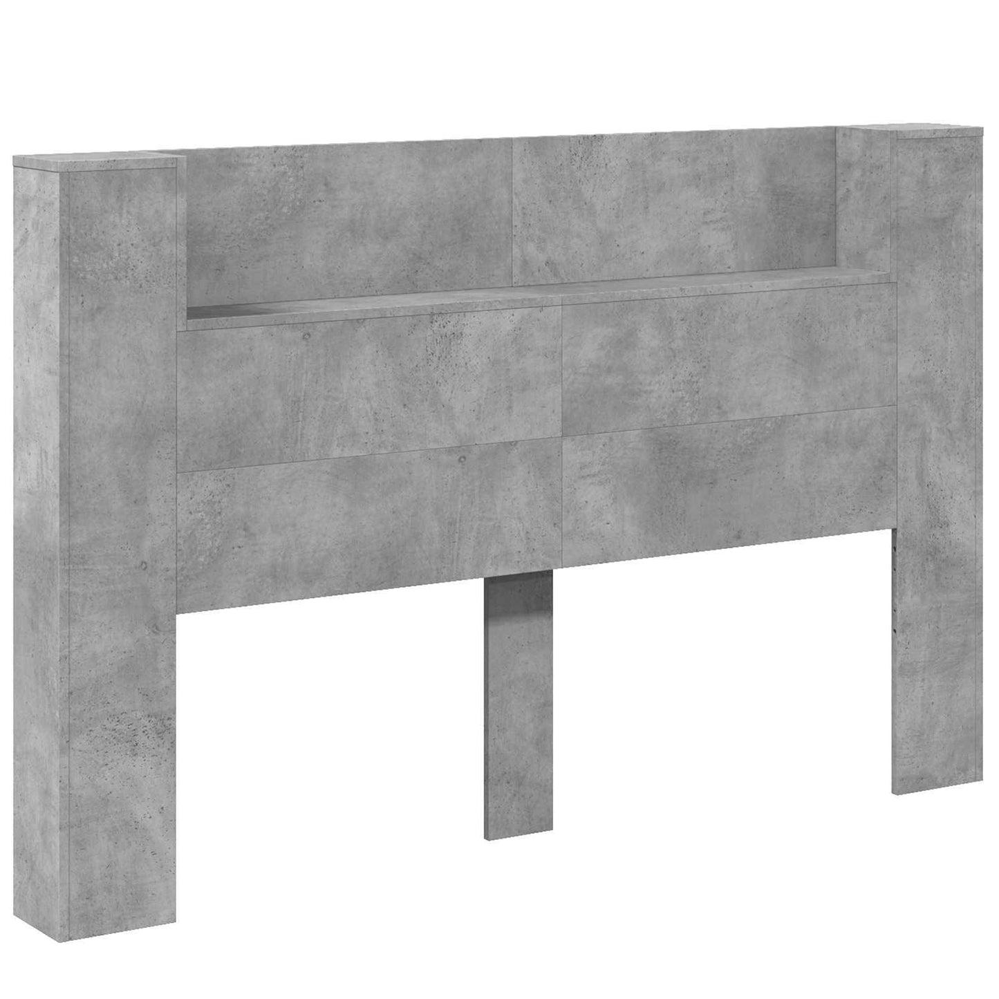 Storage Headboard with LED Concrete Grey Engineered Wood